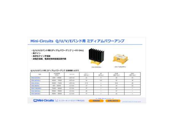 Q/U/V/Eバンド用 ミディアムパワーアンプ (~95 GHz)